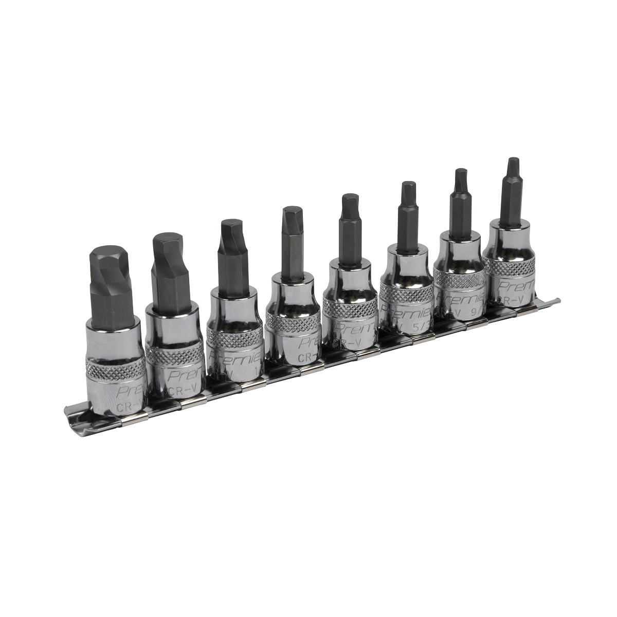 8pc 3/8"Sq Drive Lock-On™ Hex Socket Bit Set - Imperial
