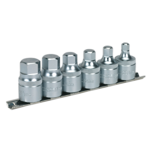 6pc 1/2"Sq Drive Stubby Hex Socket Bit Set