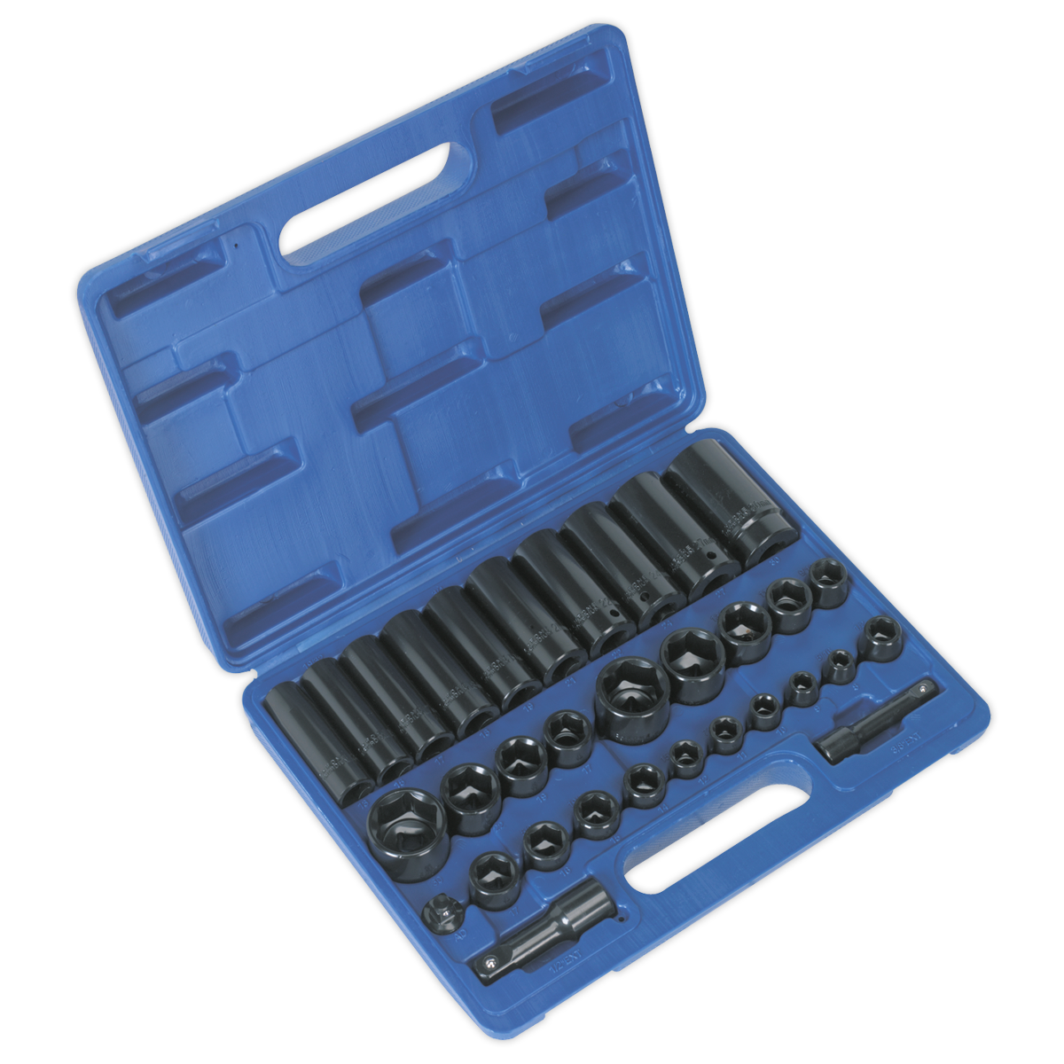 32pc 3/8" & 1/2"Sq Drive Impact Socket Set Standard/Deep - Metric/Imperial