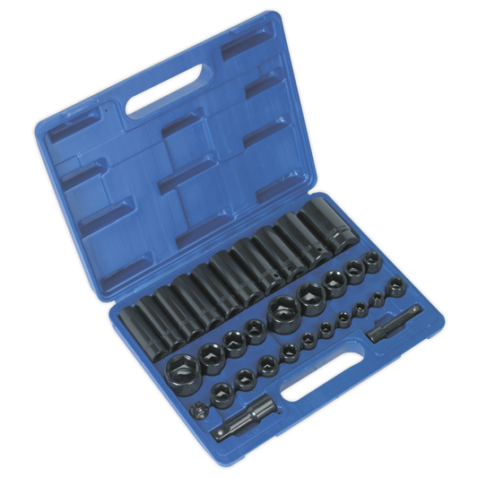 32pc 3/8" & 1/2"Sq Drive Impact Socket Set Standard/Deep - Metric/Imperial