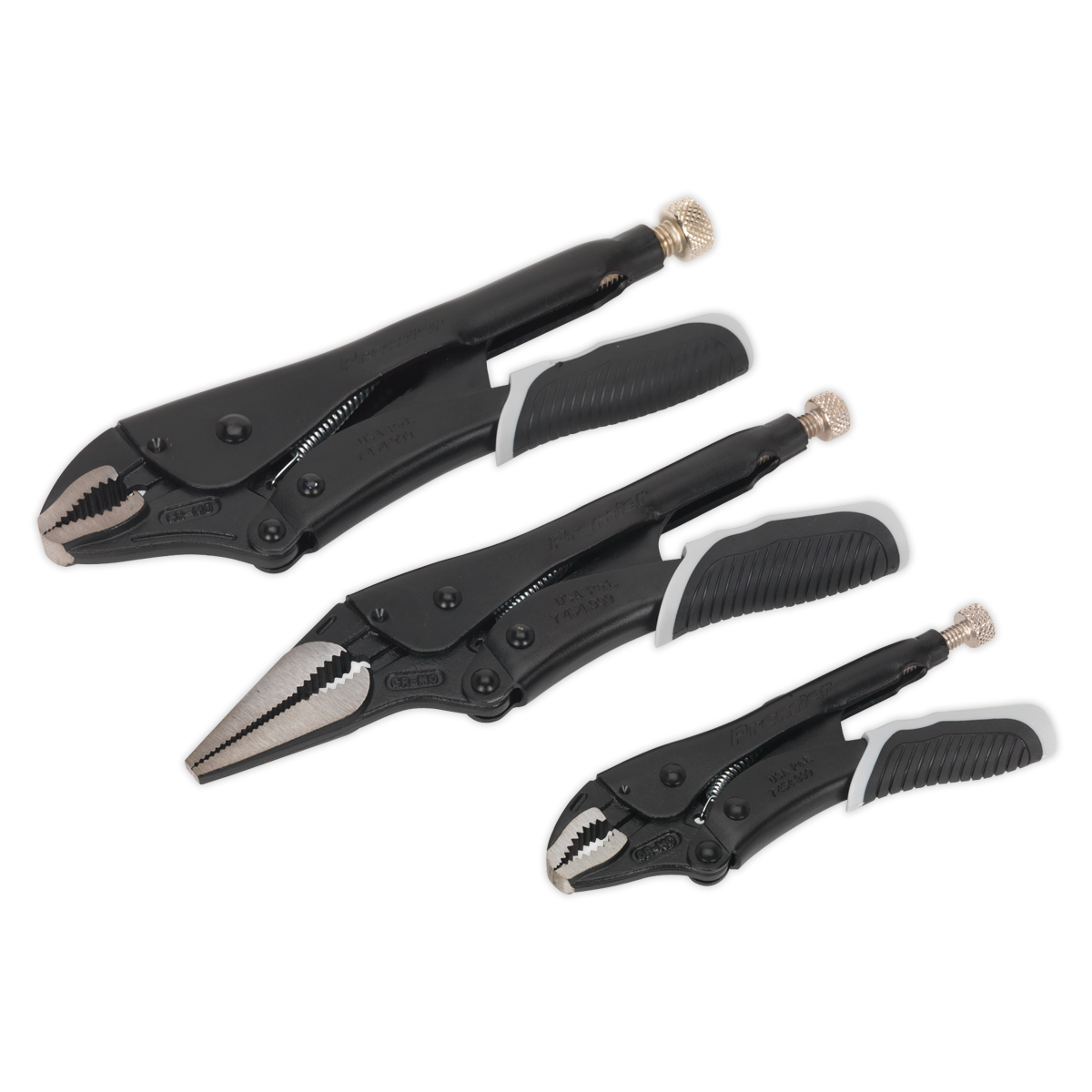 3pc Quick Release Locking Pliers Set - Black Series