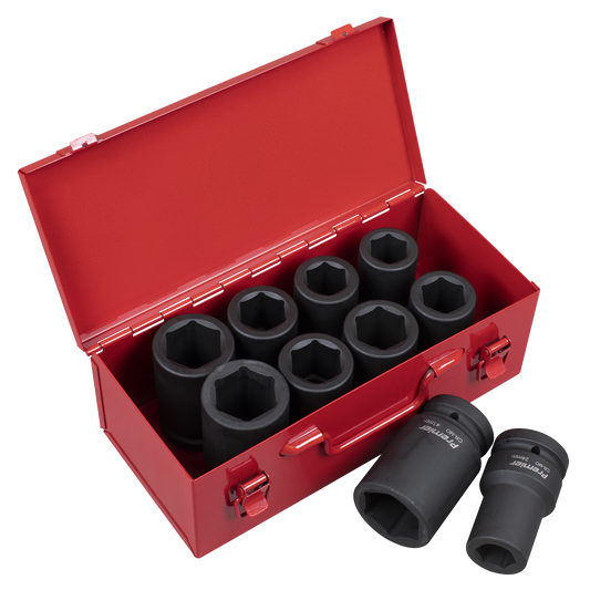 10pc 1"Sq Drive Deep Impact Socket Set - Metric/Imperial