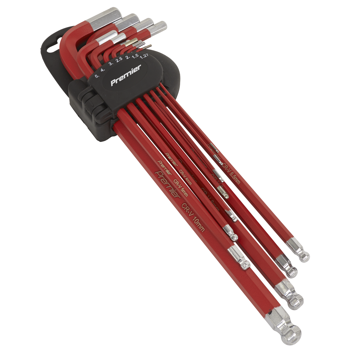 11pc Anti-Slip Extra-Long Ball-End Hex Key Set