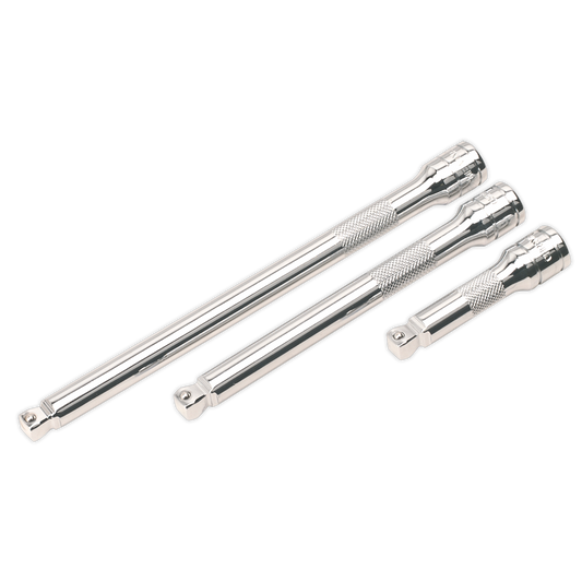 3pc 3/8"Sq Drive Wobble/Rigid Extension Bar Set