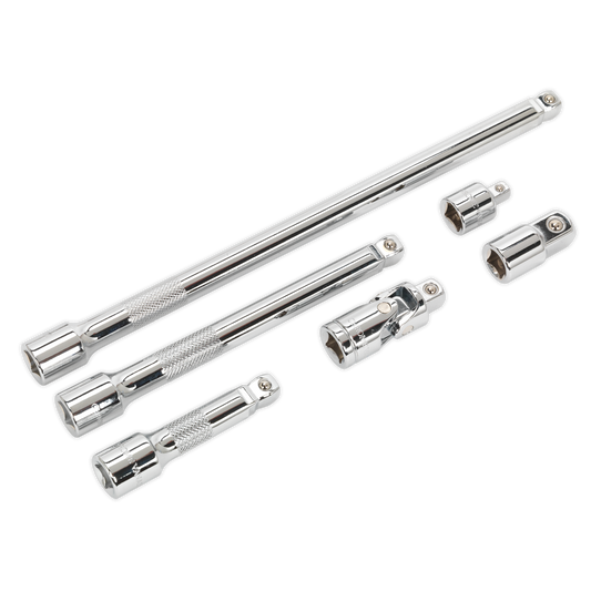 6pc 3/8"Sq Drive Wobble/Rigid Extension Bar, Adaptor & Universal Joint Set