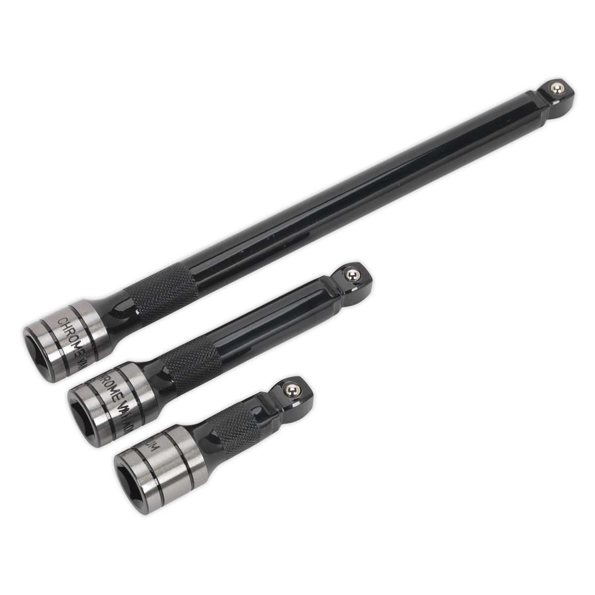 3pc 1/2"Sq Drive Wobble/Rigid Extension Bar Set - Black Series