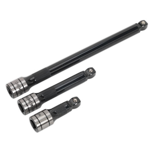 3pc 1/2"Sq Drive Wobble/Rigid Extension Bar Set - Black Series