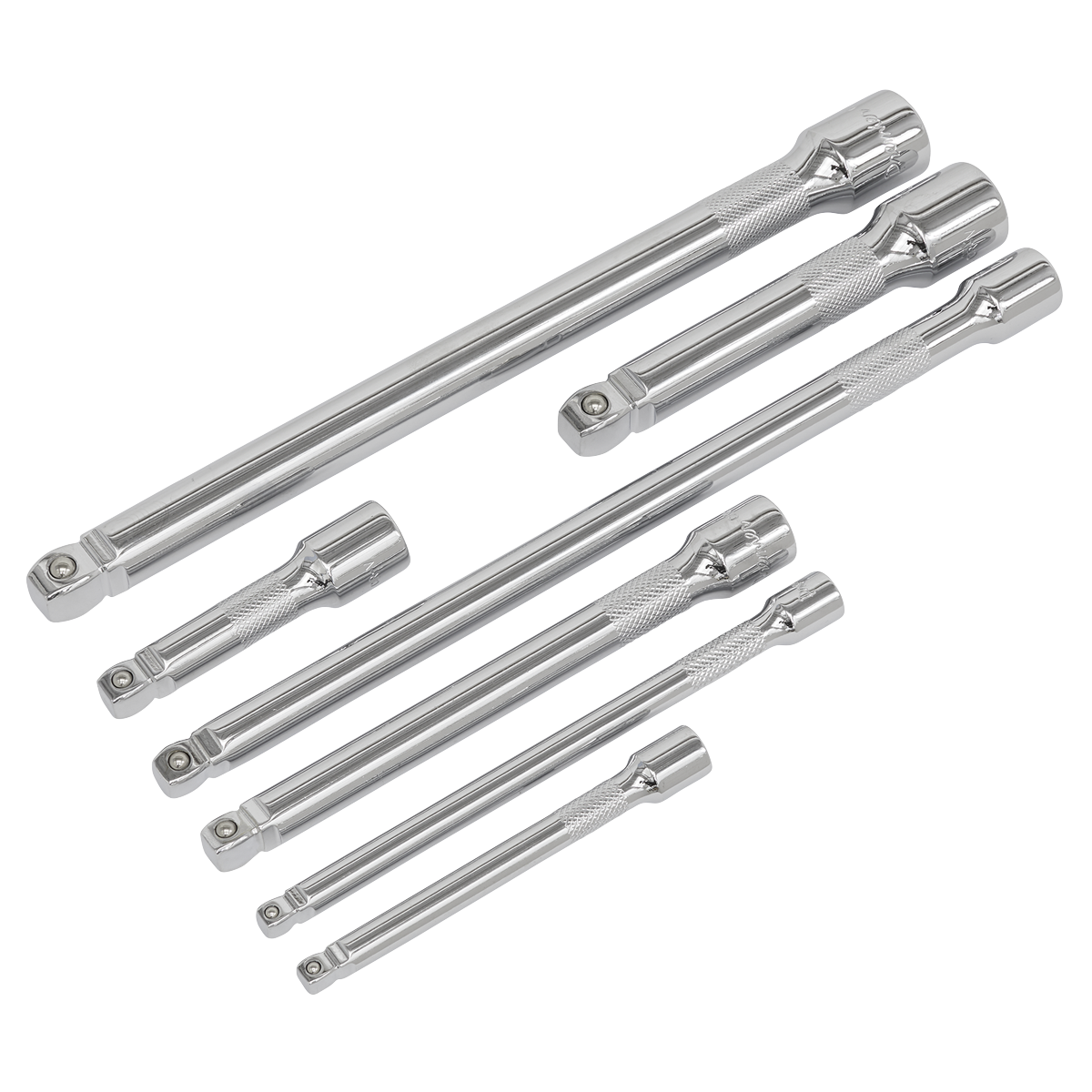 7pc 1/4", 3/8" & 1/2"Sq Drive Wobble/Rigid Extension Bar Set