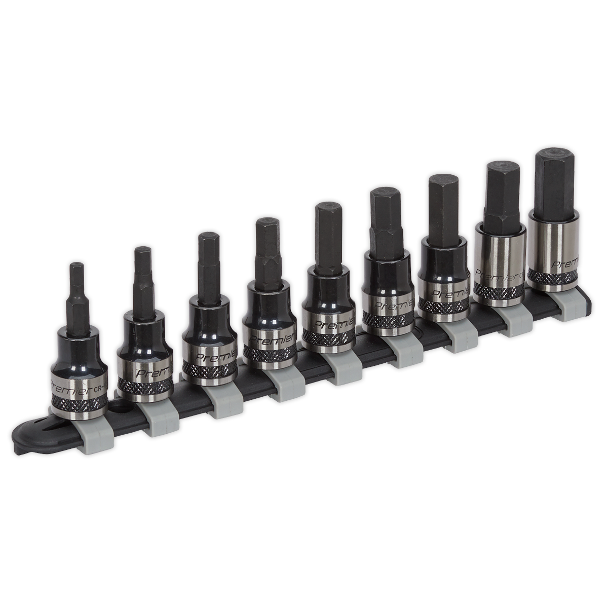 9pc 3/8"Sq Drive Hex Key Socket Bit Set - Black Series