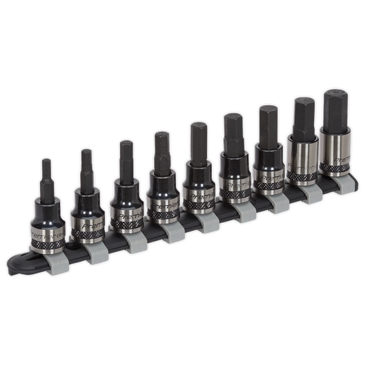 9pc 3/8"Sq Drive Hex Key Socket Bit Set - Black Series