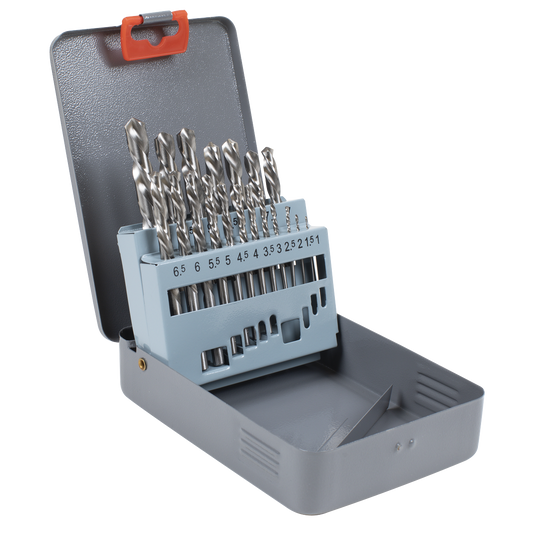 19pc Left-Hand Spiral Drill Bit Set