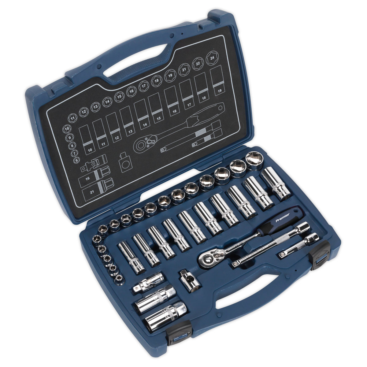 34pc 3/8"Sq Drive Socket Set