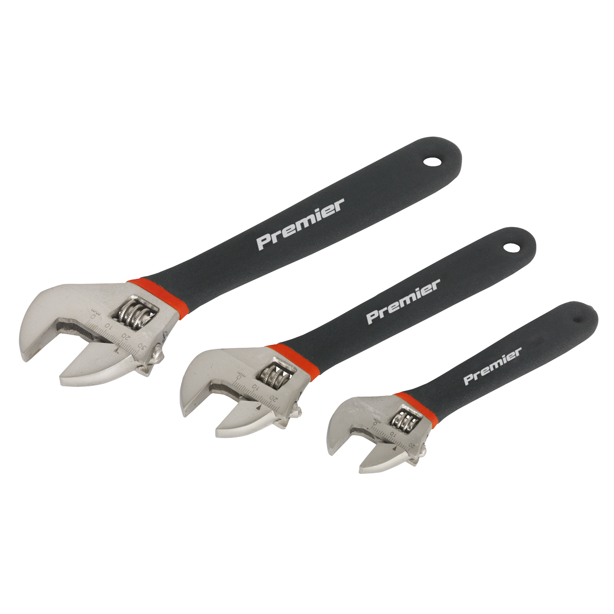 3pc Adjustable Wrench Set Ni-Fe Finish