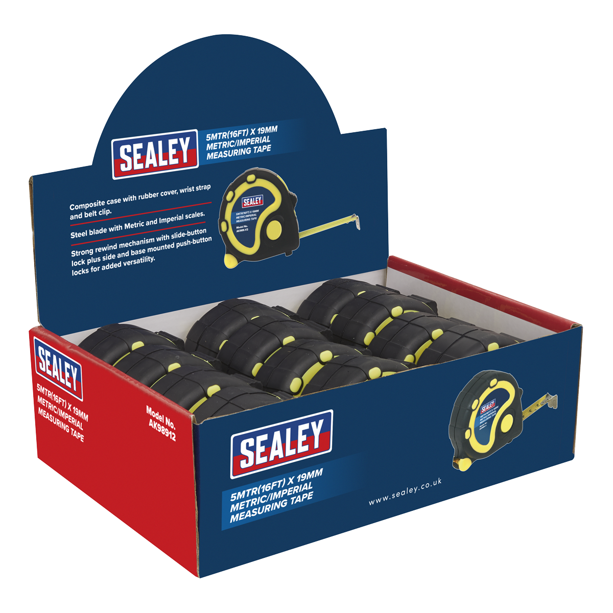 5m(16ft) x 19mm Tape Measure - Metric/Imperial - Display Box of 12