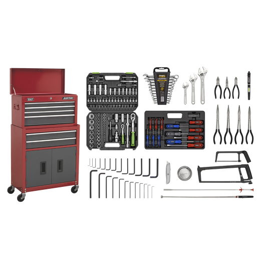 6 Drawer Topchest & Rollcab Combination with Ball-Bearing Slides & 170pc Tool Kit