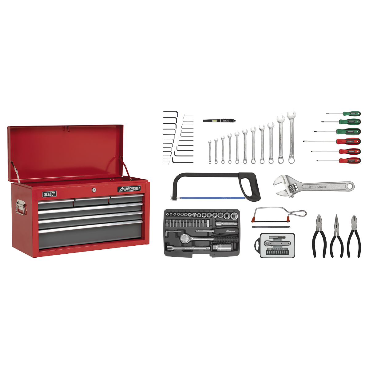 6 Drawer Topchest with Ball-Bearing Slides & 98pc Tool Kit