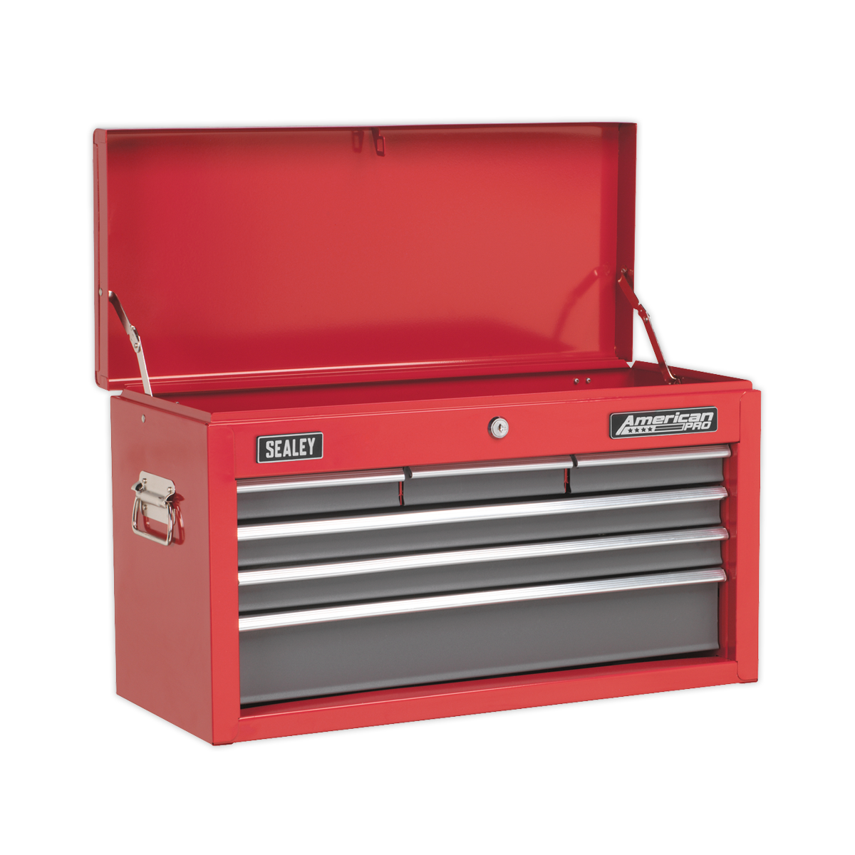 6 Drawer Topchest with Ball-Bearing Slides - Red/Grey