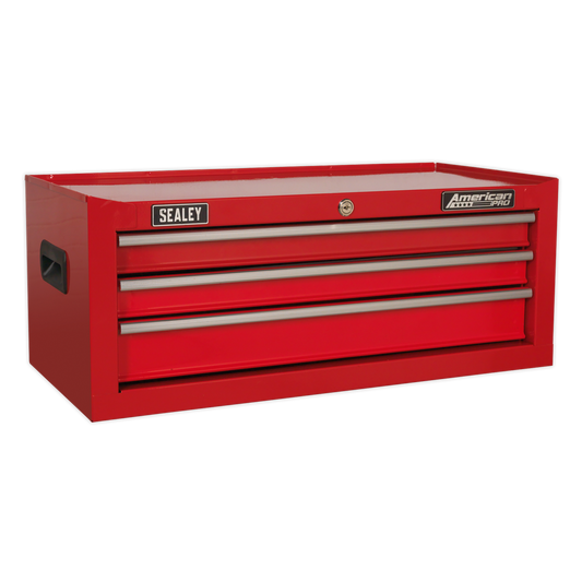 3 Drawer Mid-Box with Ball-Bearing Slides - Red