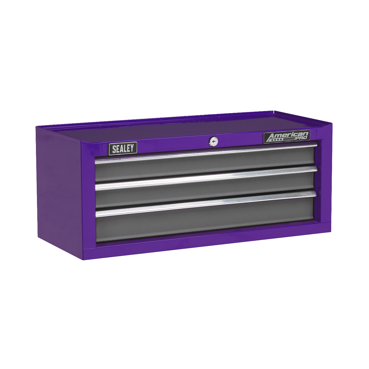 3 Drawer Mid-Box with Ball-Bearing Slides - Purple/Grey