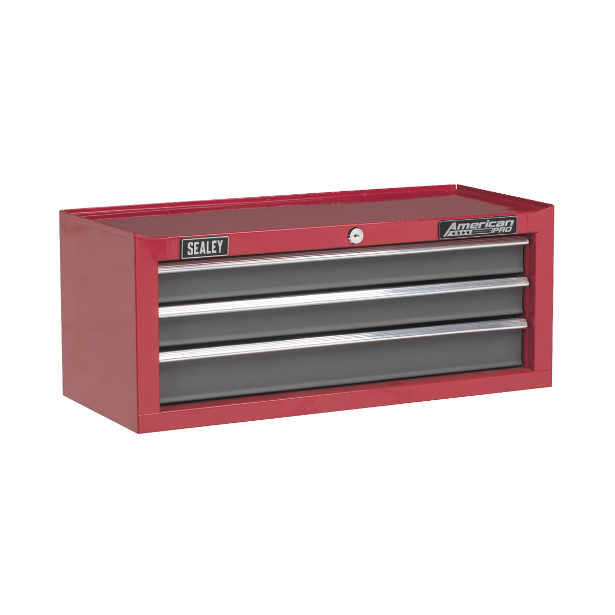 3 Drawer Mid-Box with Ball-Bearing Slides - Red/Grey