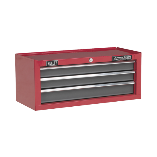 3 Drawer Mid-Box with Ball-Bearing Slides - Red/Grey