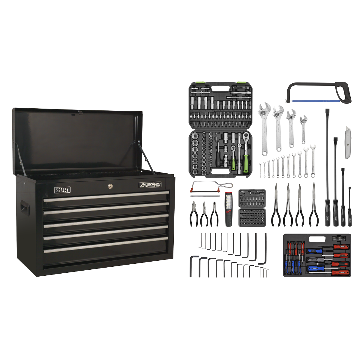 5 Drawer Topchest with Ball-Bearing Slides - Black & 272pc Tool Kit