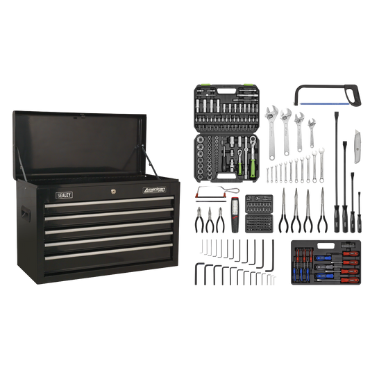 5 Drawer Topchest with Ball-Bearing Slides - Black & 272pc Tool Kit