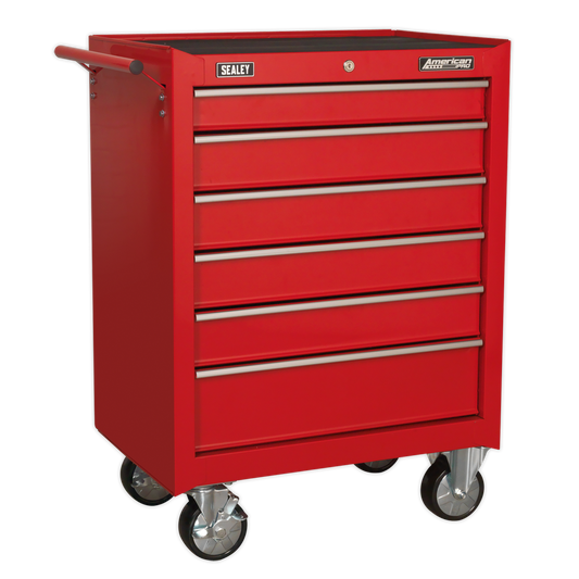 6 Drawer Rollcab with Ball-Bearing Slides - Red