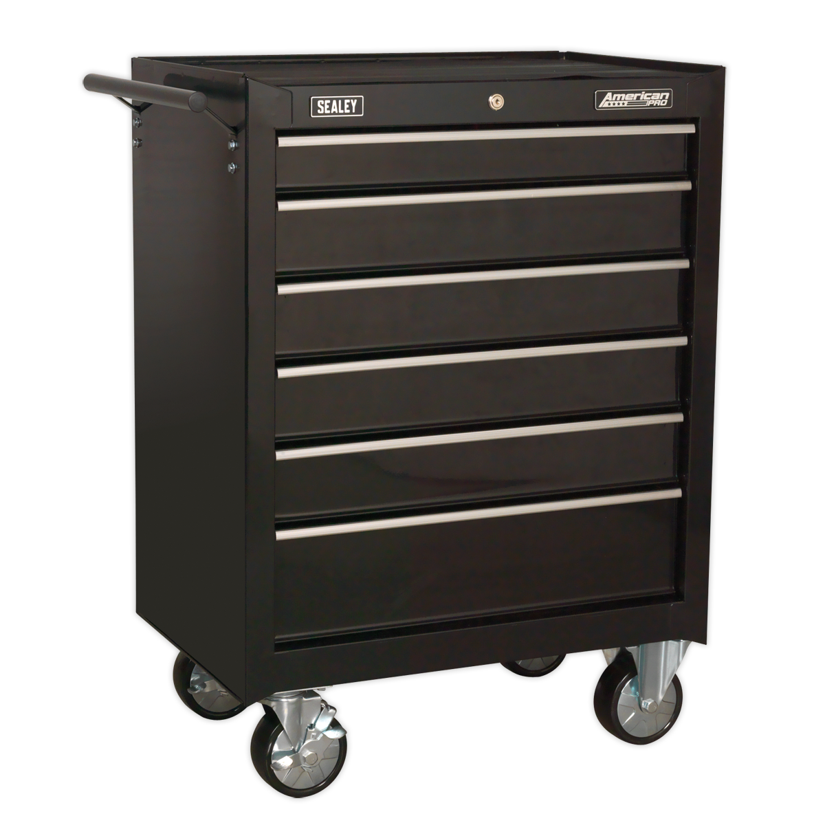 6 Drawer Rollcab with Ball-Bearing Slides - Black