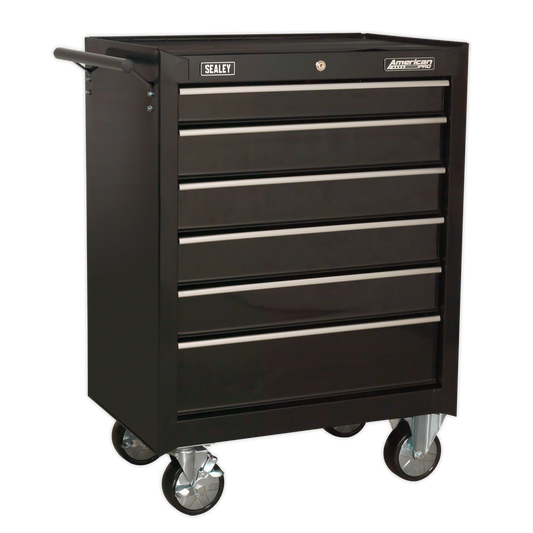 6 Drawer Rollcab with Ball-Bearing Slides - Black