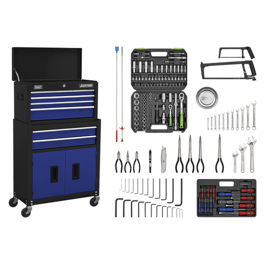 6 Drawer Topchest & Rollcab Combination with Ball-Bearing Slides & 170pc Tool Kit