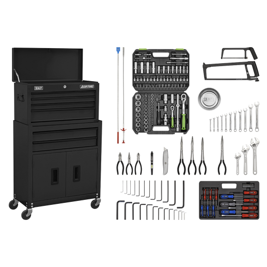 6 Drawer Topchest & Rollcab Combination with Ball-Bearing Slides & 170pc Tool Kit