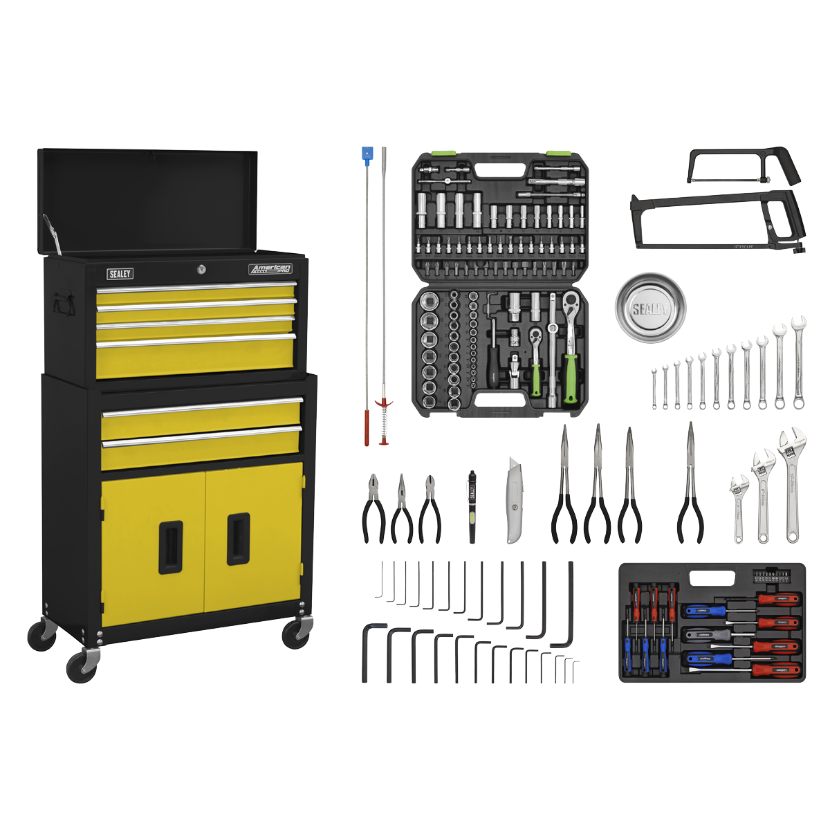 6 Drawer Topchest & Rollcab Combination with Ball-Bearing Slides & 170pc Tool Kit