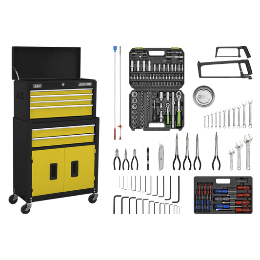 6 Drawer Topchest & Rollcab Combination with Ball-Bearing Slides & 170pc Tool Kit