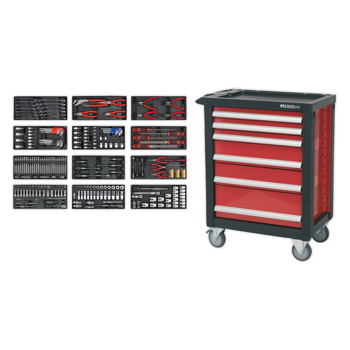 6 Drawer Rollcab with Ball-Bearing Slides & 298pc Tool Kit