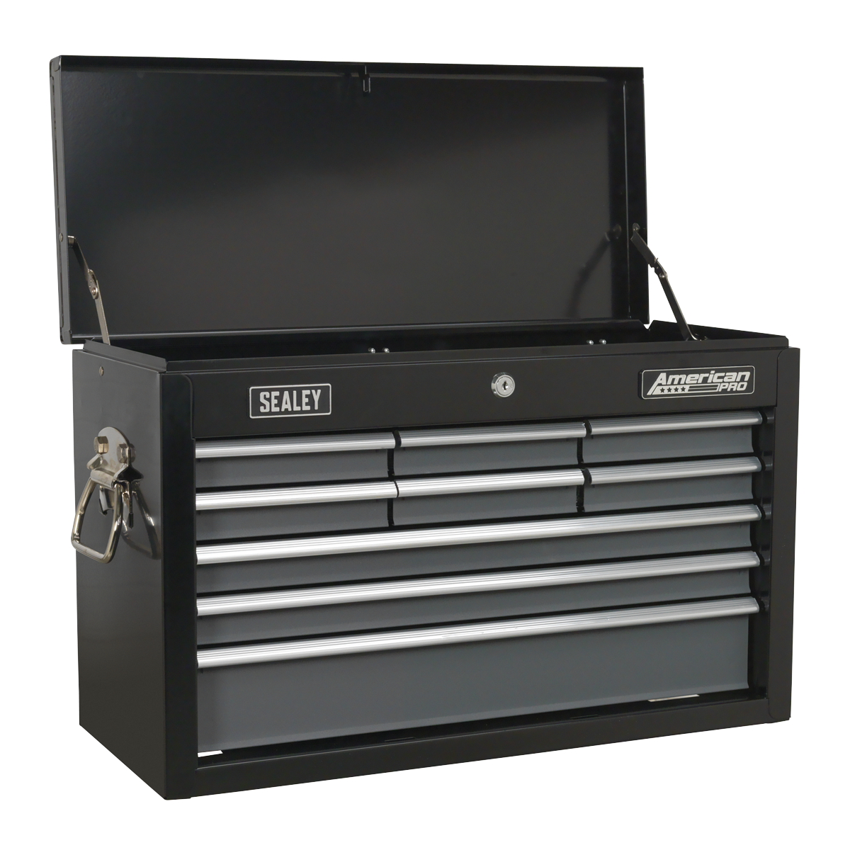 9 Drawer Topchest with Ball-Bearing Slides - Black/Grey