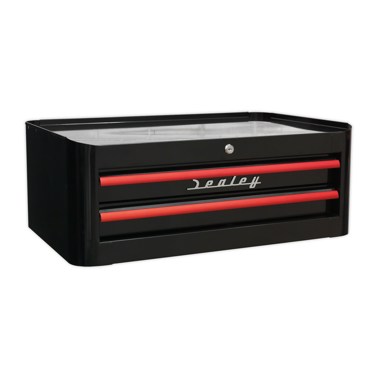 2 Drawer Retro Style Mid-Box - Black with Red Anodised Drawer Pulls