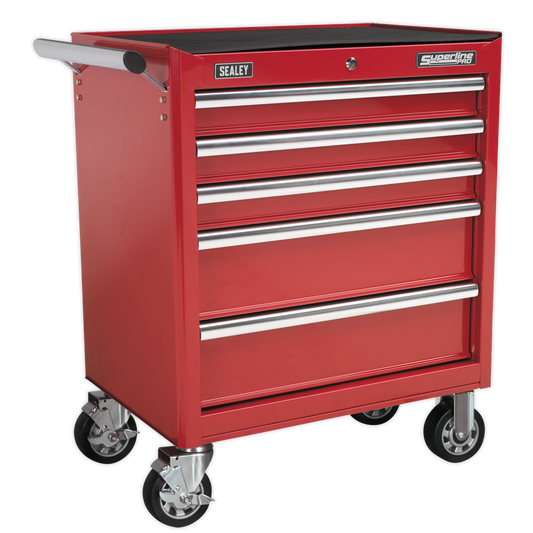 5 Drawer Rollcab with Ball-Bearing Slides - Red