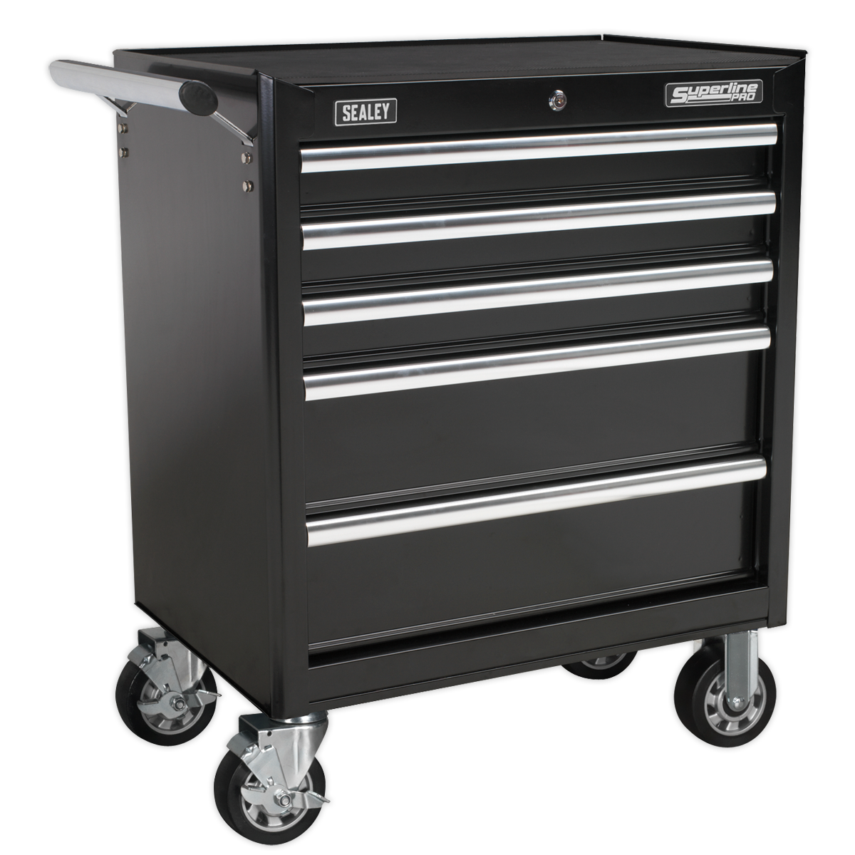 5 Drawer Rollcab with Ball-Bearing Slides - Black