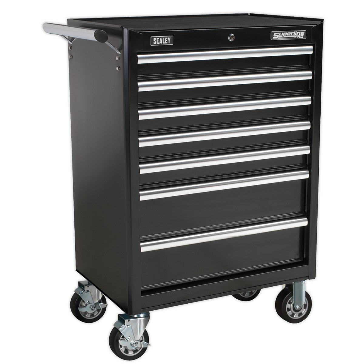 7 Drawer Rollcab with Ball-Bearing Slides - Black