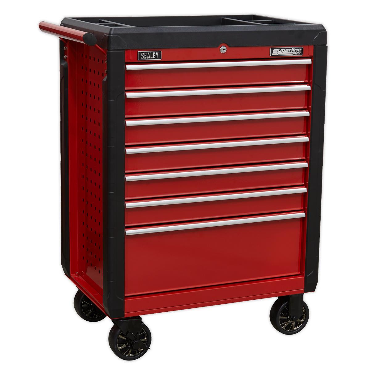 7 Drawer Rollcab with Ball-Bearing Slides - Red