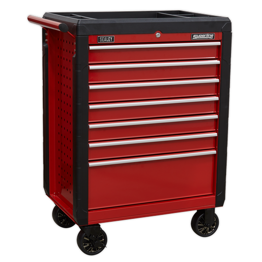 7 Drawer Rollcab with Ball-Bearing Slides - Red