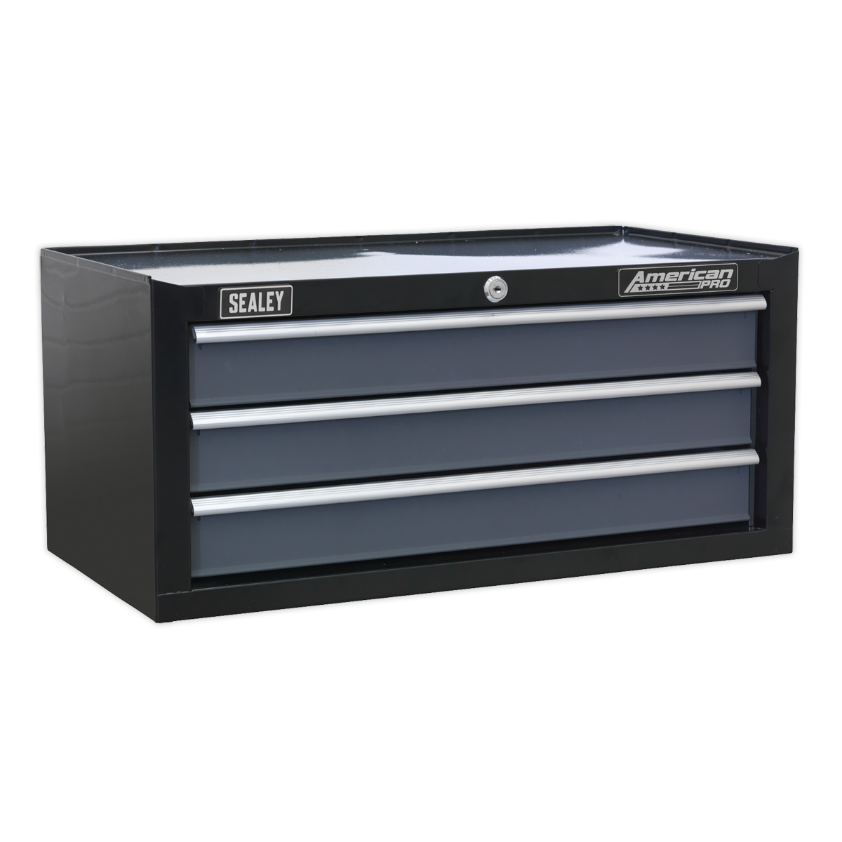 3 Drawer Mid-Box Chest with Ball-Bearing Slides - Black/Grey