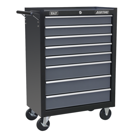 8 Drawer Rollcab with Ball-Bearing Slides - Black/Grey