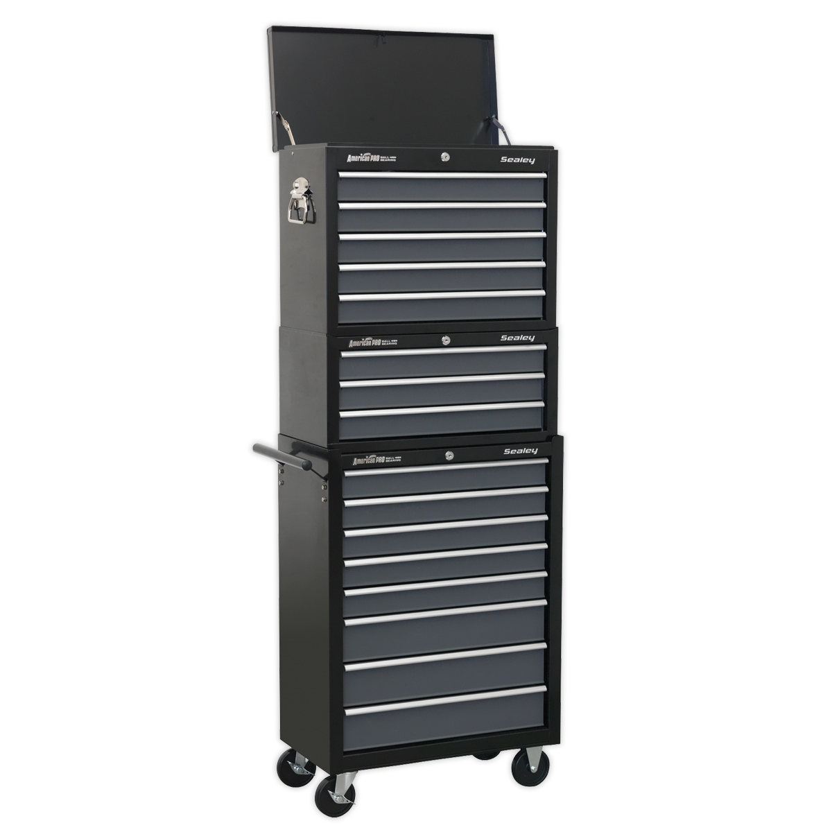 16 Drawer Tool Chest Combination with Ball-Bearing Slides - Black/Grey