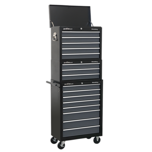 16 Drawer Tool Chest Combination with Ball-Bearing Slides - Black/Grey