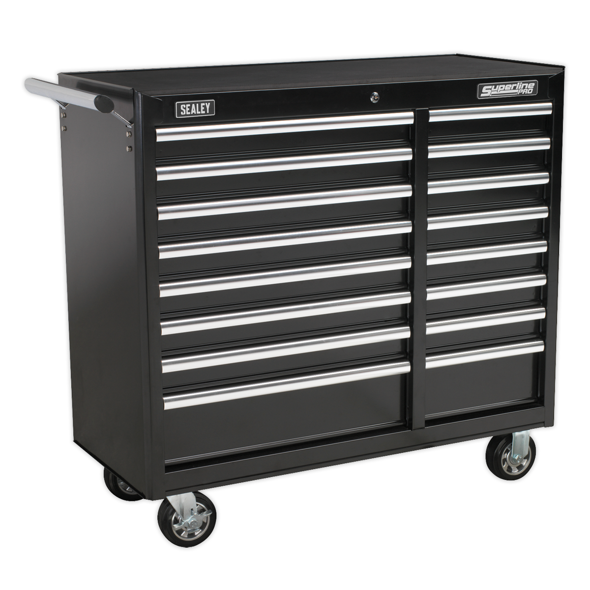 16 Drawer Rollcab with Ball-Bearing Slides - Black