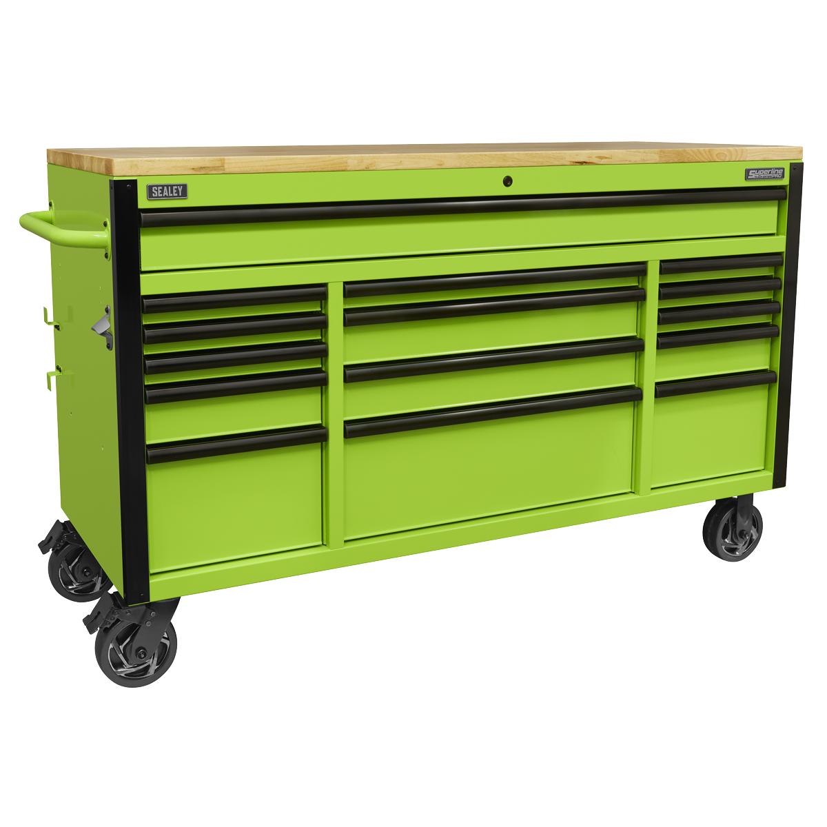 15 Drawer 1549mm Mobile Trolley with Wooden Worktop