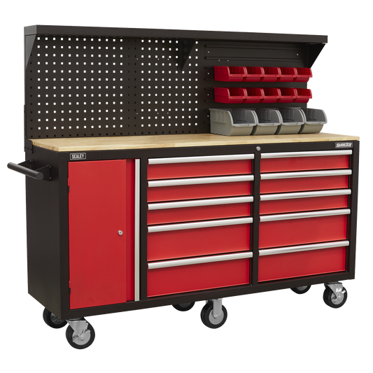 10 Drawer Mobile Workstation with Backboard