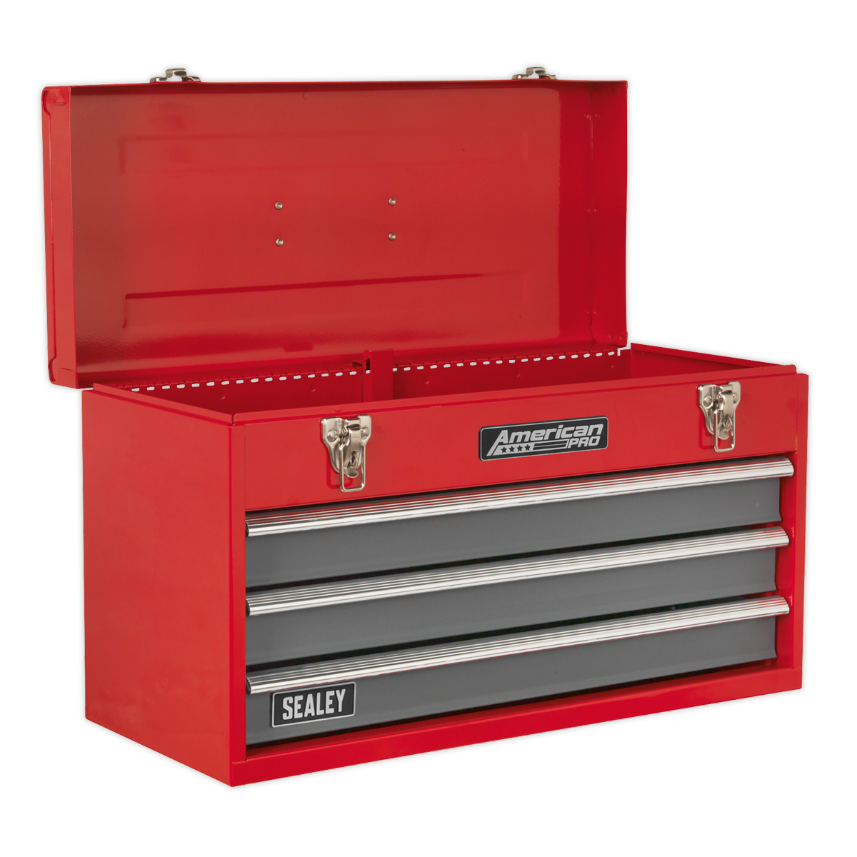 3 Drawer Portable Tool Chest with Ball-Bearing Slides - Red/Grey